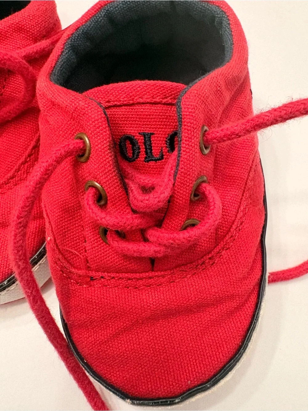 Polo by Ralph Lauren Red Canvas Baby Lace-Up Sneakers